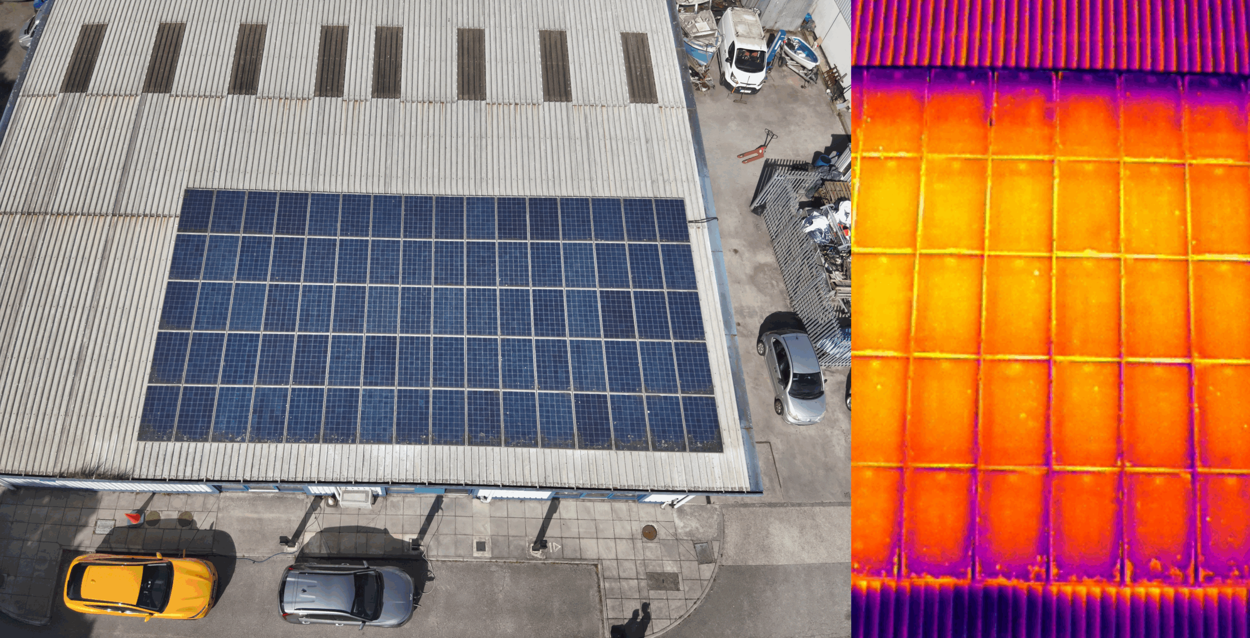 Roof solar panel inspection combined Thermography